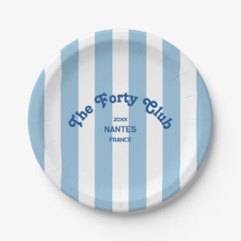 Prato De Papel The Forty Club Blue Stripe 40th Birthday Round