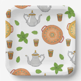 Prato De Papel Thé marocain & Motif tadjik