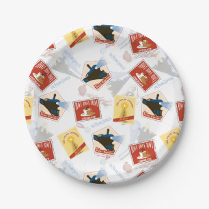 Prato De Papel The Polar Express   Retro Sticker Pattern