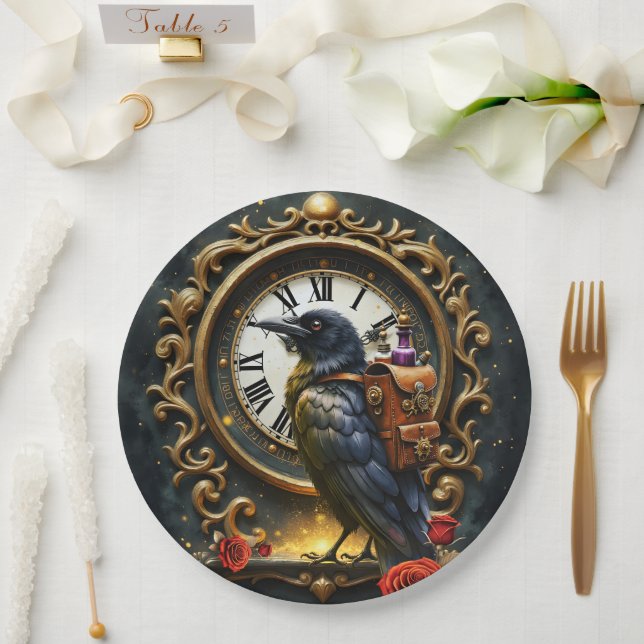 Prato De Papel The Raven’s Clockwork Delivery  (Casamento)