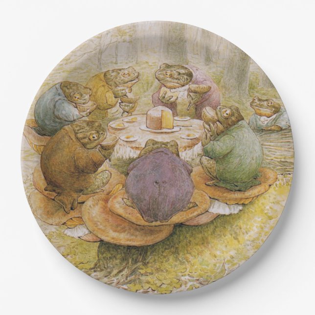 Prato De Papel The Toads Tea Party (por Beatrix Potter) (Frente)