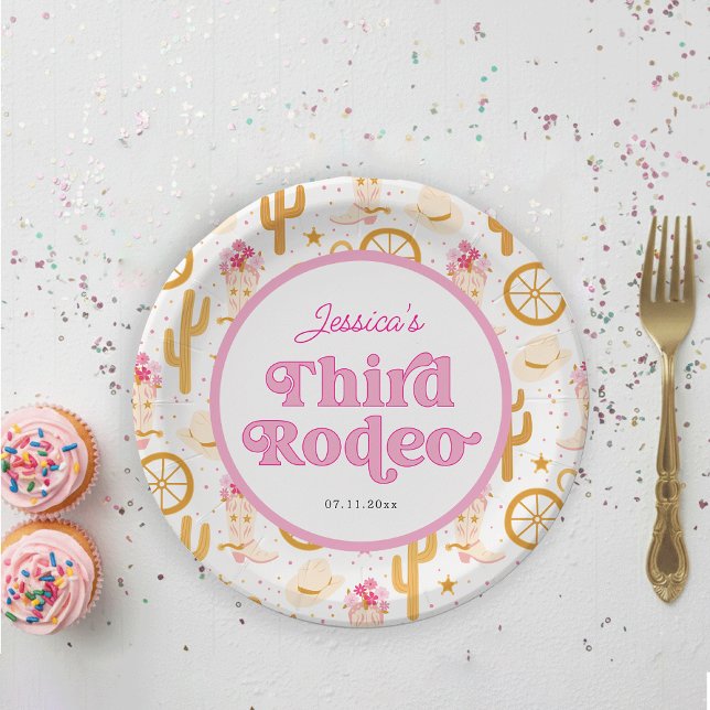 Prato De Papel Third Rodeo Cowgirl 3rd Birthday (Criador carregado)