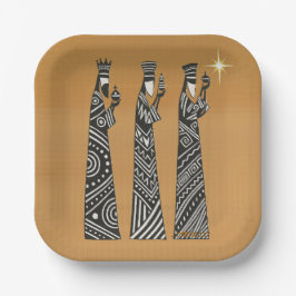 Prato De Papel Three Wise Men Black & White Christmas Nativity