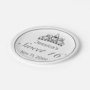 Prato De Papel Tiara Moderno Mínimo Negro Negro Branco 16