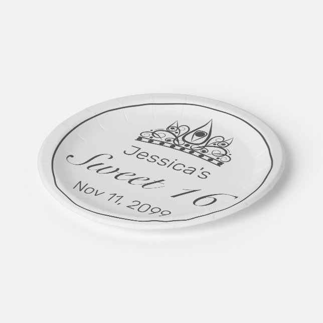Prato De Papel Tiara Moderno Mínimo Negro Negro Branco 16 (Inclinado)