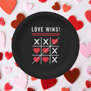 Prato De Papel Tic Tac Toe Love Wins Birthday Valentine's Day