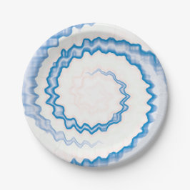 Prato De Papel Tie dye Blue White Swirl