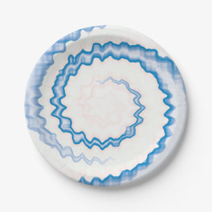 Prato De Papel Tie dye Blue White Swirl