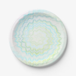 Prato De Papel Tie dye funky Retro Swirl Party Light blue