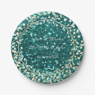 Prato De Papel Tiffany Emerald Glitter Foxier Dourada Wreath Garl