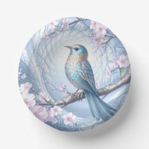 Tigela de Papel Floral Blue Bird