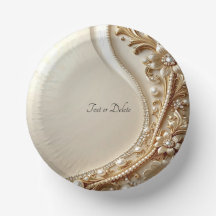 Tigelas de Papel Floral Dourado Elegante Ornado