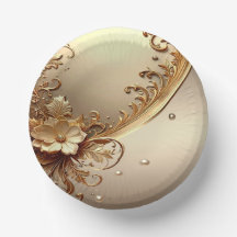 Tigelas de Papel Floral Dourado Ornamentado
