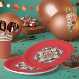 Prato De Papel Tiger Dragon Mandala 9" Placa de Papel