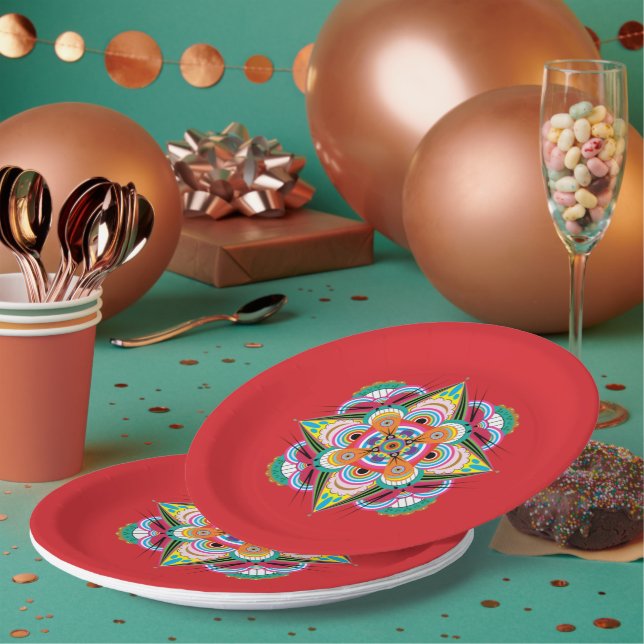 Prato De Papel Tiger Dragon Mandala 9" Placa de Papel (Múltiplo)