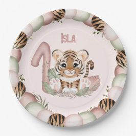 Prato De Papel Tiger Wild One Girl Pink Paper Plate