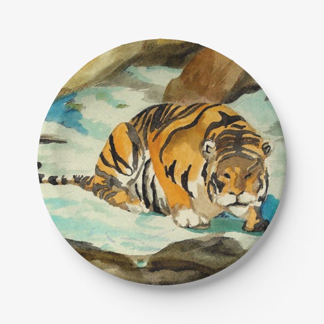 Prato De Papel Tigre de Aquarela (Frente)
