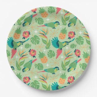Prato De Papel Tiki Parrot Paper Plates