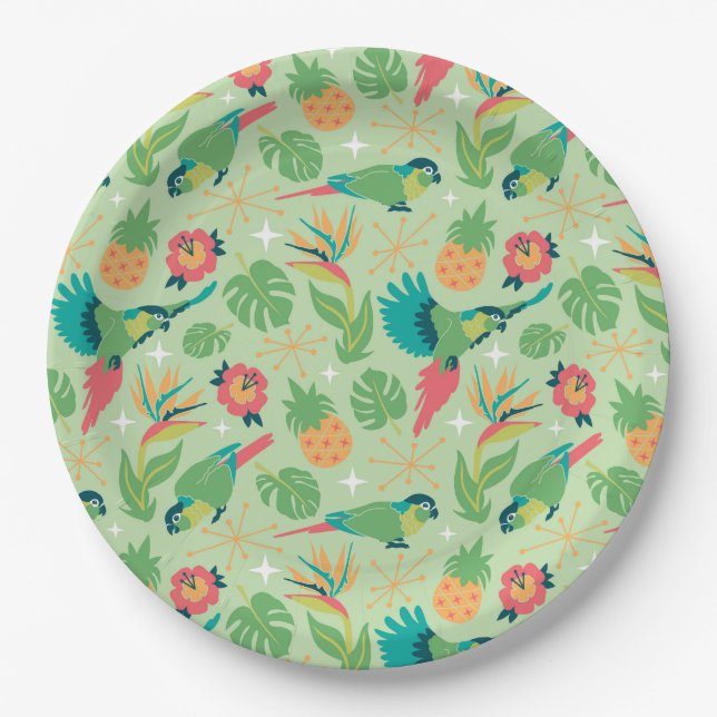 Prato De Papel Tiki Parrot Paper Plates (Frente)
