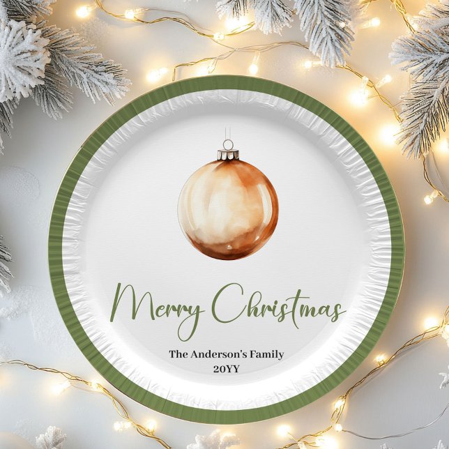 Prato De Papel Timeless Minimal Christmas Personalized Family  (Timeless Minimal Christmas Personalized Family Plates)