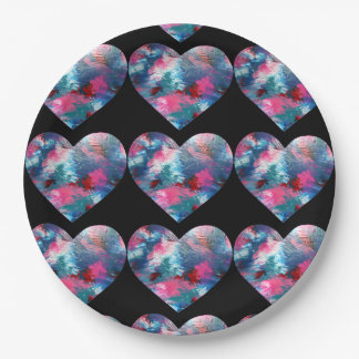 Prato De Papel Tinta Cardíaca Múltipla Colorida na Madeira