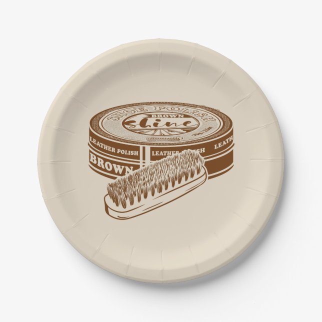 Prato De Papel Tinta de cor calçado castanha (Frente)