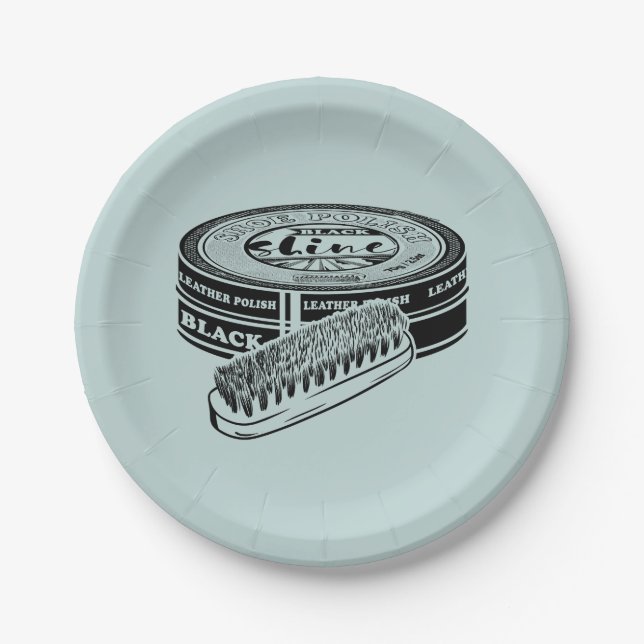 Prato De Papel Tinta de cor calçado preta (Frente)