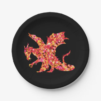 Prato De Papel Tinta de Dragão Vermelho Espalhada