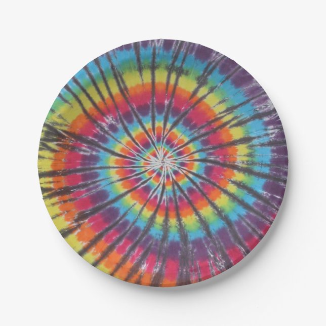 Prato De Papel Tinta Tie Dye Remoinho (Frente)