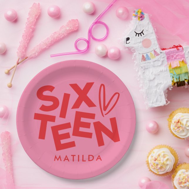 Prato De Papel Típica mínima vermelha moderna, 16 anos (Festa)