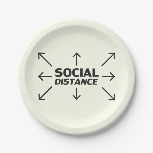 Prato De Papel Típica moderna à distância social marfim engraçado (Frente)