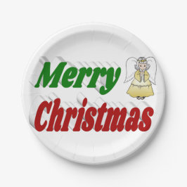 Prato De Papel Típica verde de Angel Red no Feliz Natal