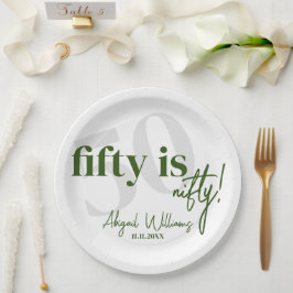Prato De Papel Tipografia em negrito com 50ª Festa de aniversário