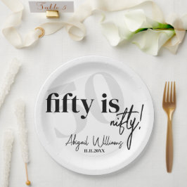 Prato De Papel Tipografia em negrito com 50ª Festa de aniversário