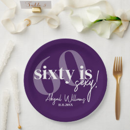 Prato De Papel Tipografia em negrito com Festa de aniversário 60 