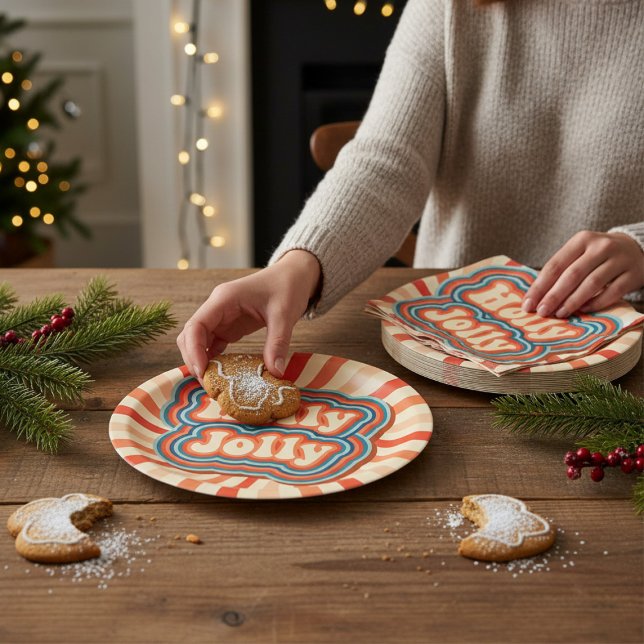 Prato De Papel Tipografia Holly Jolly sobre Feriados de Natal (Criador carregado)