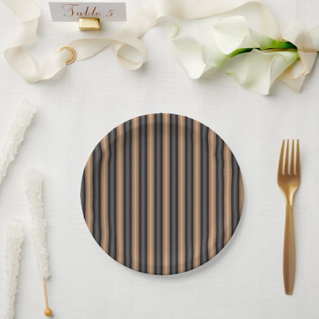 Prato De Papel Tiras castanhas torradas com Na moda moderno com p (Casamento)