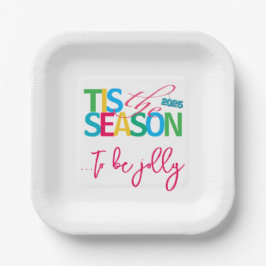 Prato De Papel Tis the Season Holiday Paper Plates