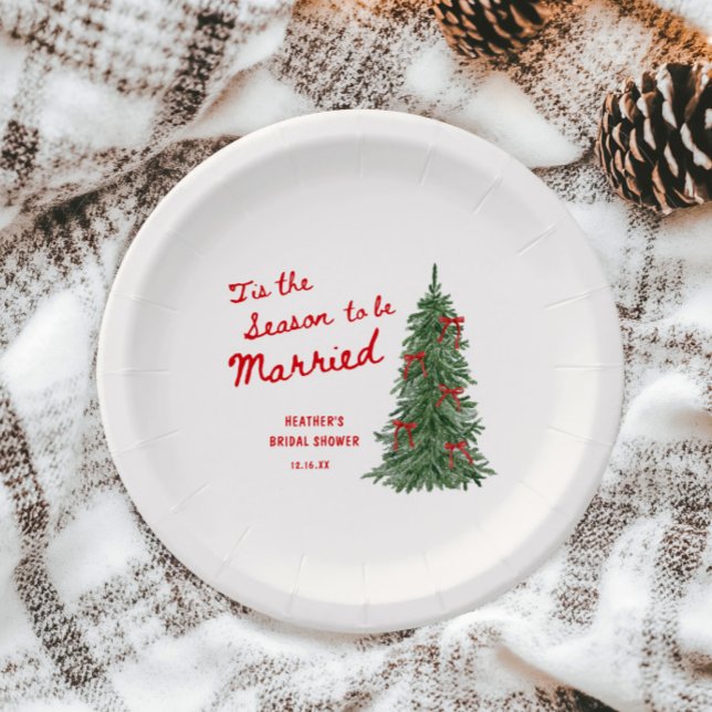 Prato De Papel Tis the Season to be Married Holiday Bridal Shower (Criador carregado)