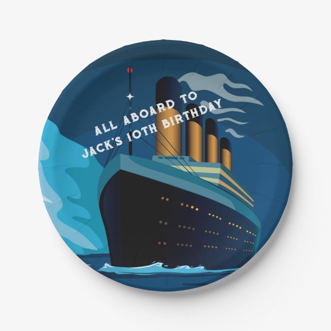 Prato De Papel Titanic Cruise Ship Liner Birthday Plates (Frente)