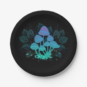 Prato De Papel Toadstools em arbustos
