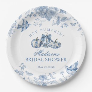 Prato De Papel Toalha Azul Abóbora Francesa Floral Outonal Noiva 