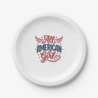 Prato De Papel Toda Garota Americana Desenho Vetorial Vintage Pat