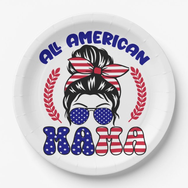 Prato De Papel Todas as mamas americanas (Frente)
