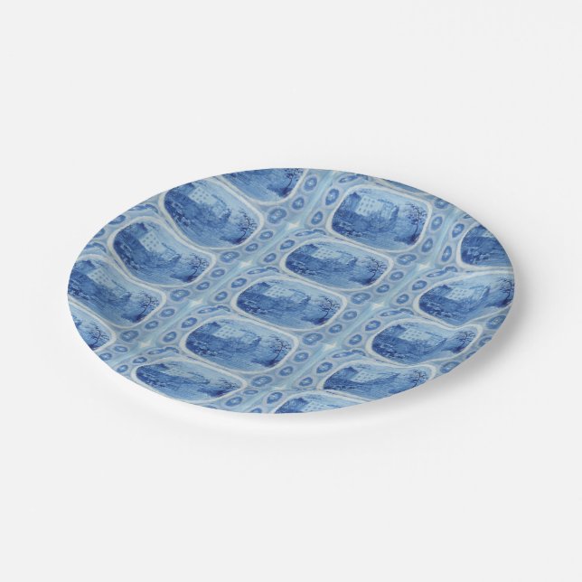 Prato De Papel Toile Azul-Willow Pintado à Mão (Inclinado)