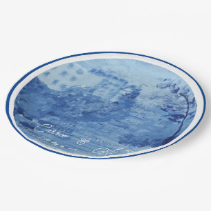 Prato De Papel Toile de Jars de Gengibre Azul Pintado à Mão