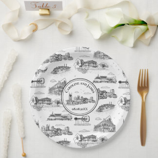 Prato De Papel Toile de Nashville Preto e Branco