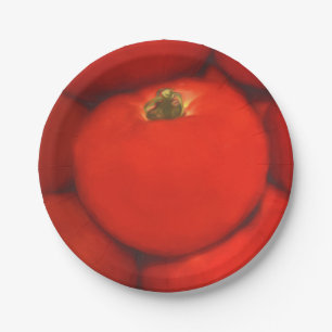 Prato De Papel Tomates de jardim vermelhos suculentos