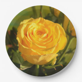 Prato De Papel Tome tempo para cheirar a rosa amarela