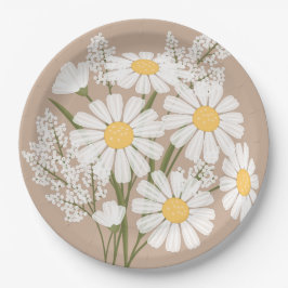 Prato De Papel Torneiras Brancas Elegantes em Beige